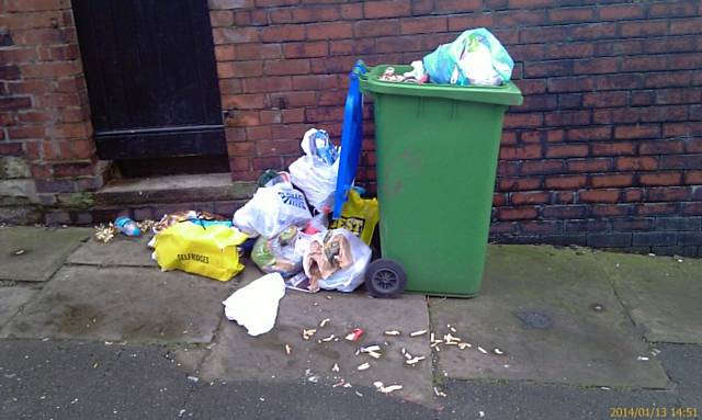 Rubbish left on Finsbury Street in Rochdale 
