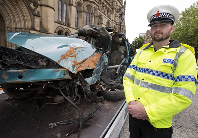 Car wreckage from a drink drive crash on display 