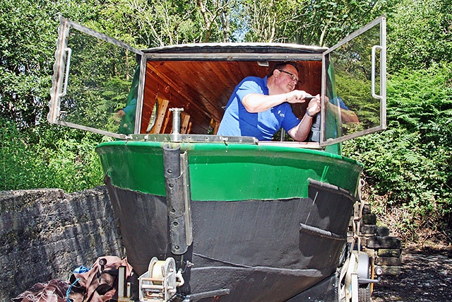 Bob Furnell working on the Littleborough Canal Boat Project