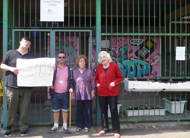 Members of the Lower Falinge Activity Group committee protest about the closed ‘1 shop’ 
