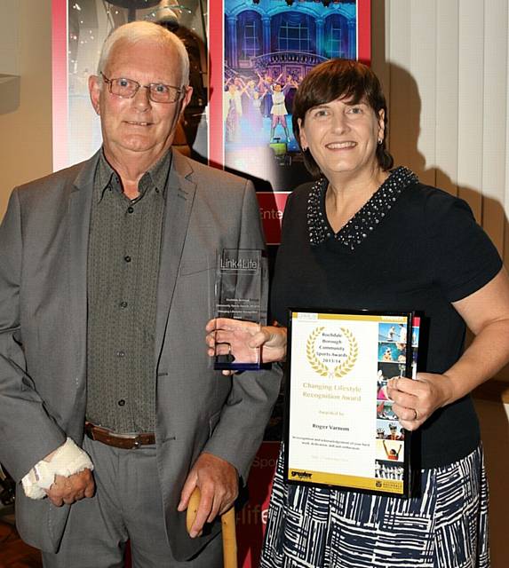 'Changing Lifestyle Recognition Award'  winner  Roger Varnom  and Acting Director of Public Health-Wendy Meston
