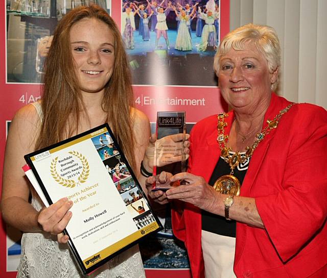 'Sports Achiever of the Year' winner Molly Howell and Mayor of Rochdale Councillor Carol Wardle