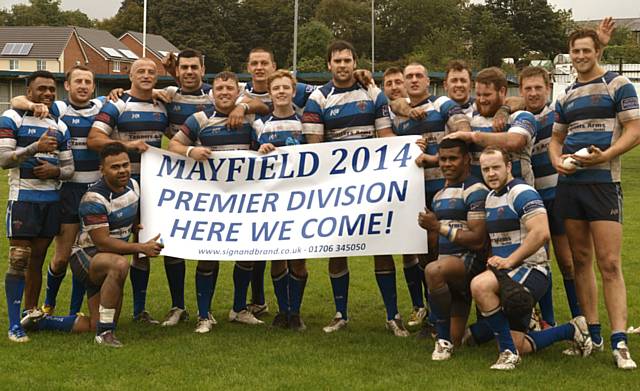 Mayfield's first team celebrating promotion in 2014