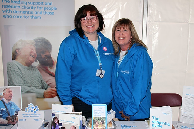 Vickey Robinson and Jane Mann from the Alzheimer's Society at the World Mental Health Day event in Rochdale