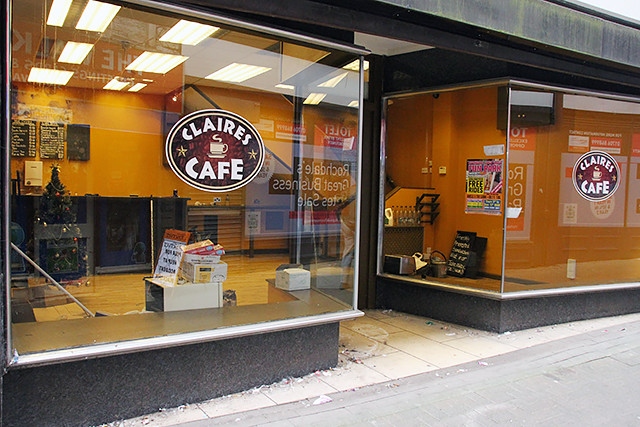 The empty Danczuk's Deli (latterly renamed Claire's Cafe)