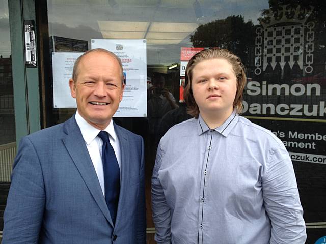 Rochdale MP Simon Danczuk with Harry Hodgson