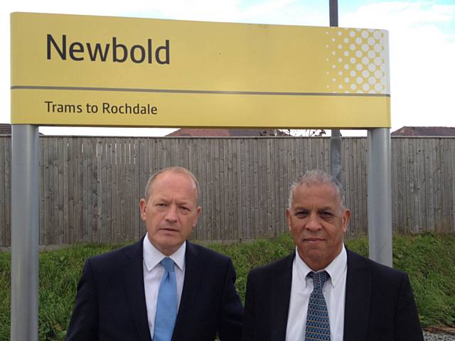 Simon Danczuk MP and Daalat Ali at Newbold Metrolink Stop