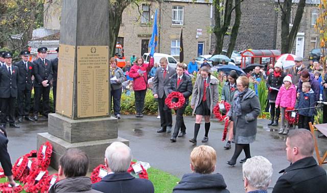 Whitworth Community High School students at the cenotaph