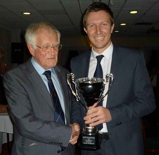 David Shepherd with Heywood's Bobby Cross won the Sir Frank Worrell Trophy as leading run-scorer for the seventh time  
