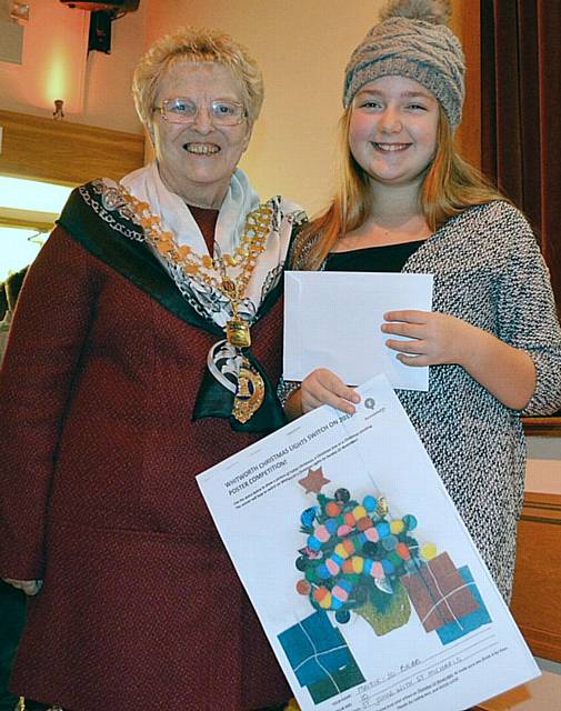 Mayor of Whitworth, Councillor Lynda Barnes with Maizie-Jo Bebb