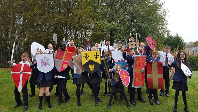 Year 7 students from Whitworth Community High School re-enact the Battle of Hastings
