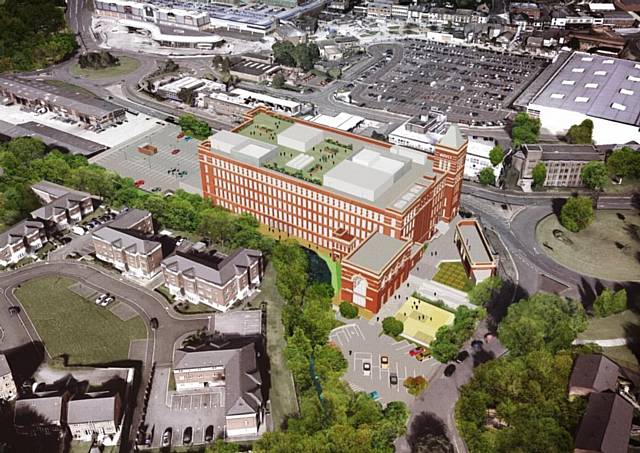 An aerial view of how the £50million redevelopment of Warwick Mill will look