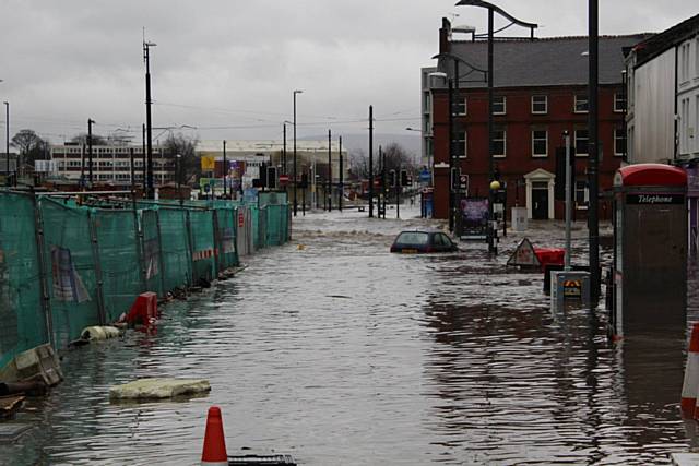 Rochdale Town Centre during the Boxing Day 2015 floods