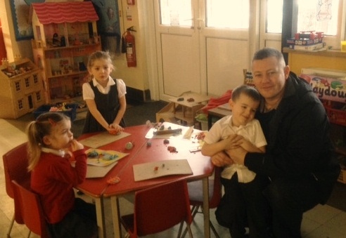 Dad's in the nursery at Littleborough Community Primary School