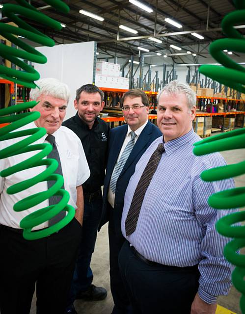 Malcolm Hanson, who founded the company more than 50 years ago, his son John Hanson, a company director, John Hudson, RDA Chief Executive, and Richard Farnell, Leader of Rochdale Borough Council