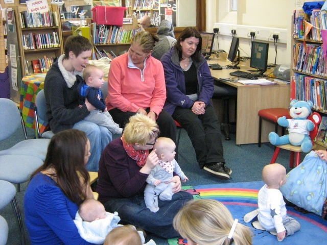 Parents and babies attended the first Bookstart Baby session in Heywood Library