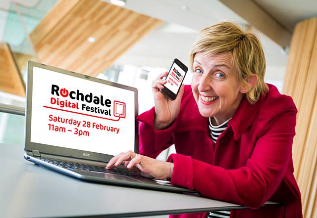 Julie Hesmondhalgh is supporting Rochdale Digital Festival and will be appearing on screen during the event, dispensing her own advice on new technology!
