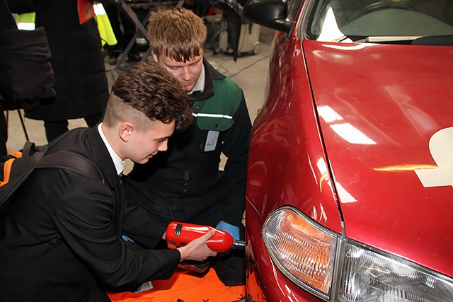 A student at the Fix Auto pit-stop challenge at the Rochdale Skills Event