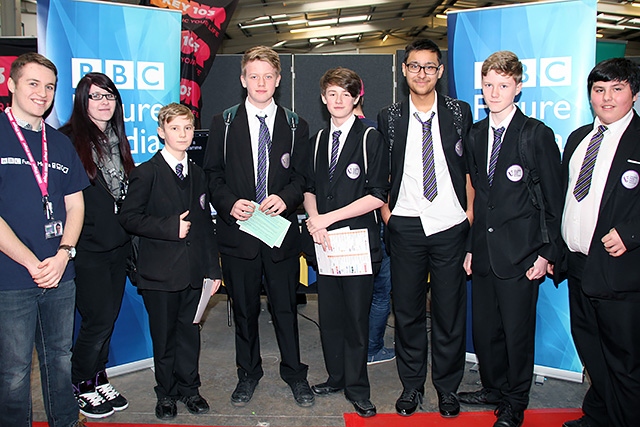 Students from Falinge Park High School speak to the BBC at the Rochdale Skills Event 