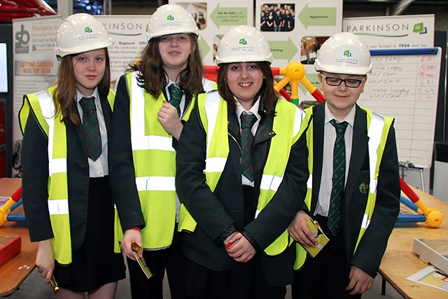 Students from Wardle Academy at the F Parkinson Ltd stand at the Rochdale Skills Event