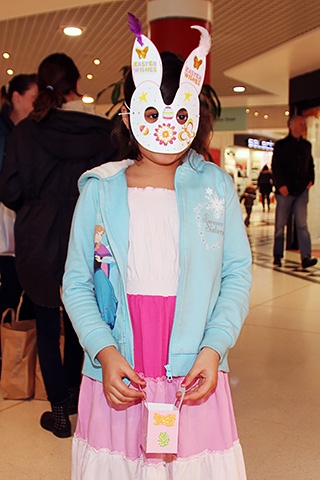 Maahi Chauchan with her Easter mask and Easter basket at the Wheatsheaf Centre Kids Club