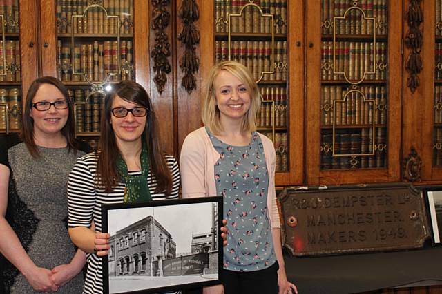 Handing over the gas holder plaque is Rachael Elliott, NEC Project Manager at Worley Parsons, Sarah Hodgkinson, Resource Manager, Museum at Arts and Heritage Resource Centre and Kat Scargill, Land Regeneration Manager at National Grid  