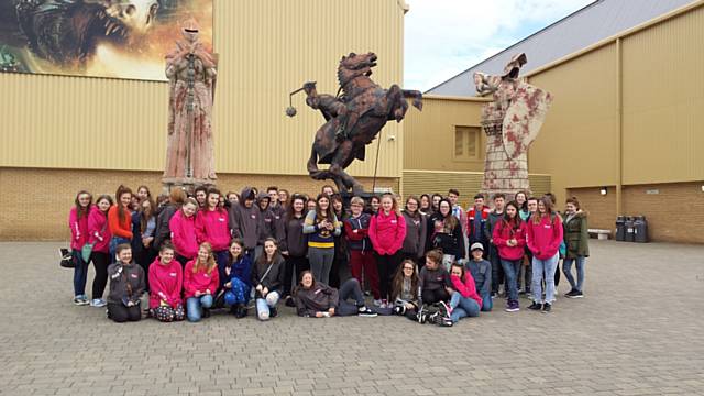 Students from Whitworth Community High School outside the Warner Brothers Harry Potter Studios