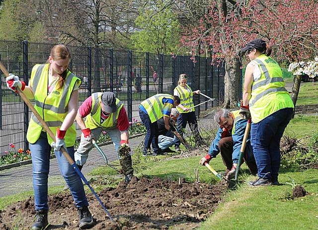 Work on new flower beds at Springfield Park