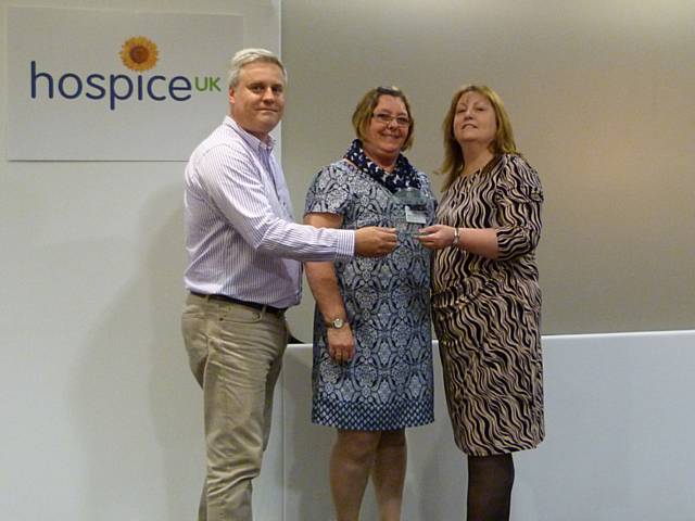 Mark Turner, Marketing Director of awards sponsor, B Smith Packaging, Pamela Gray, Team Leader, and Sarah-Lee Ford, Income Services Manager at Springhill Hospice