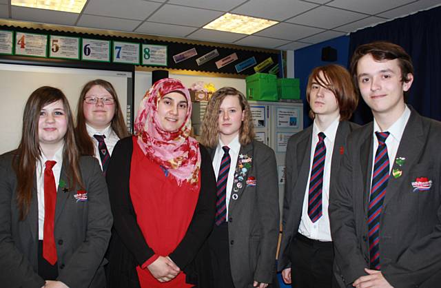 Some of the Year 11s students in Whitworth Community High School’s Debating Society with teacher Shazia Iqbal