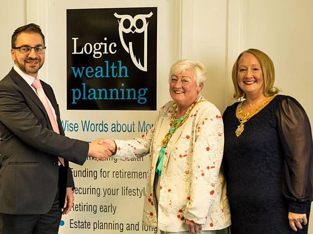 Yianni Theodorou, Managing Director, Logic Wealth Planning  with The Mayor and Mayoress of Rochdale, Carol Wardle and Beverley Place 