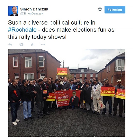Screen shot of Simon Danczuk Twitter post - diverse politics photo