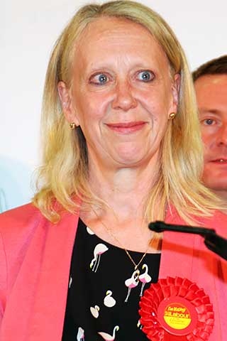 A delighted Liz McInnes at the announcement of her win with an increased majority