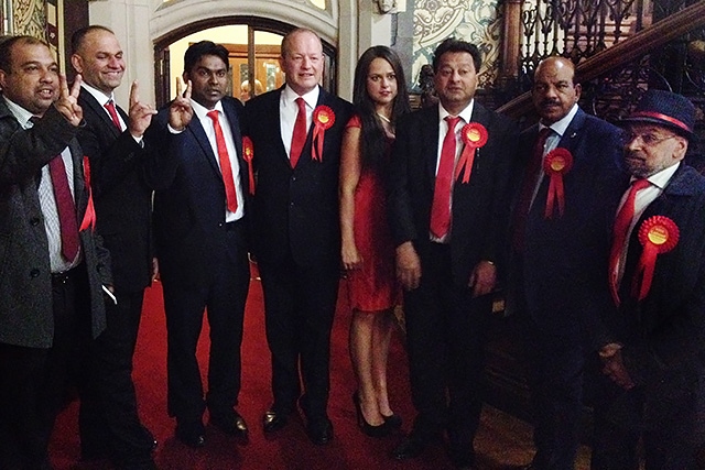 Simon Danczuk with is wife Karen and supporters after the result was announced