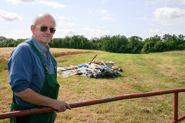 Farmer Robert Campbell, whose farmland is regularly targeted by fly-tippers 