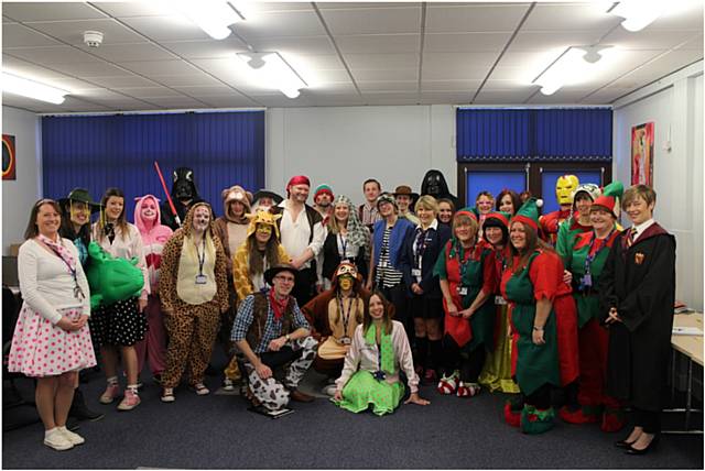 Staff at Whitworth Community High School get involved with raising money for charity by wearing fancy dress
