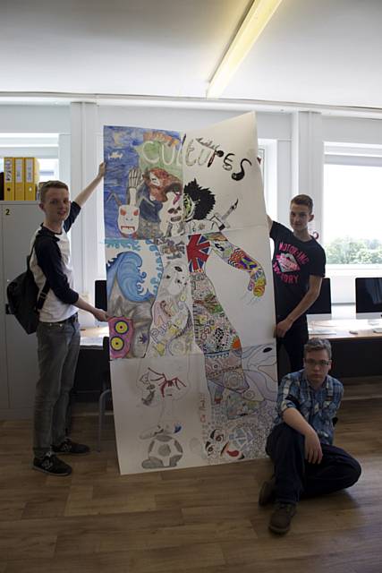 Students with the culture inspired artwork project