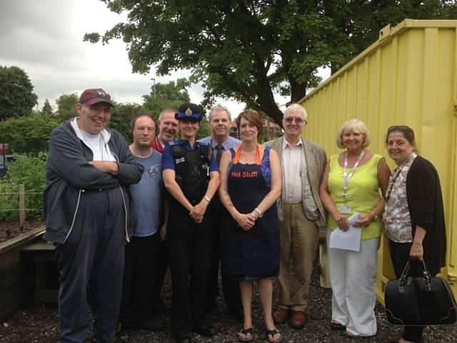Councillor Richard Farnell (centre) with volunteers at the Q Gardens Great Garden Open Day