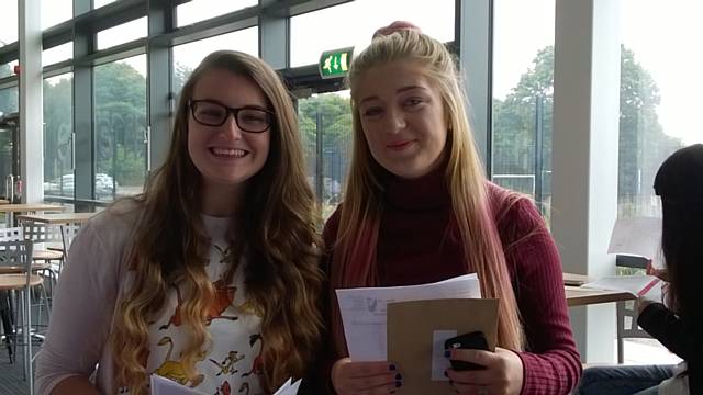 Natasha Waddington and Abbey Smith, Falinge Park GCSE results day