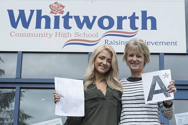 Nicola Howorth and her mum Karen celebrate her GCSE success