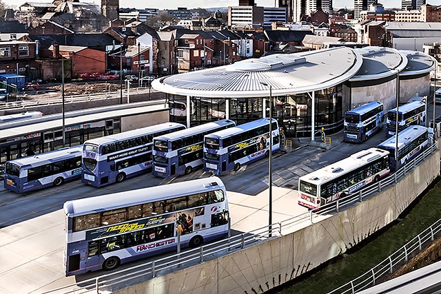 Buses at Rochdale Transport Interchange
