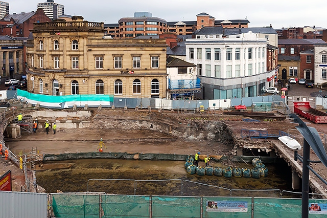 Uncovering the River Roch in Rochdale Town Centre - an aerial view from Bar 5