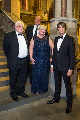 Harry Bell with son Chris Bell, daughter Louise Scott and nephew Prof Brian Cox