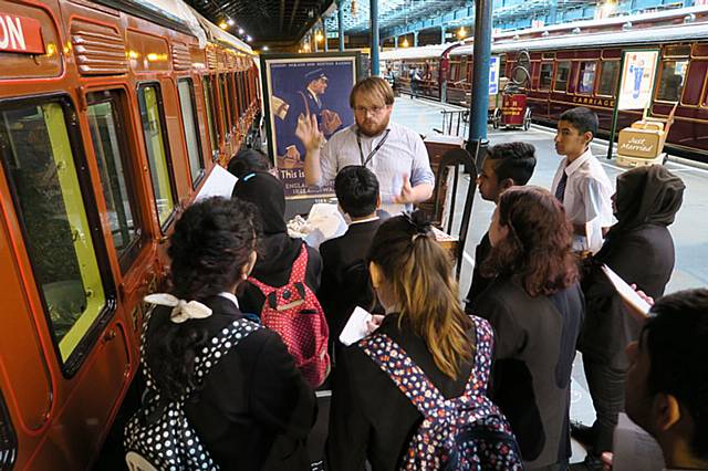 Falinge Park High School Year 9 and 10 drama students at the National Rail Museum in York