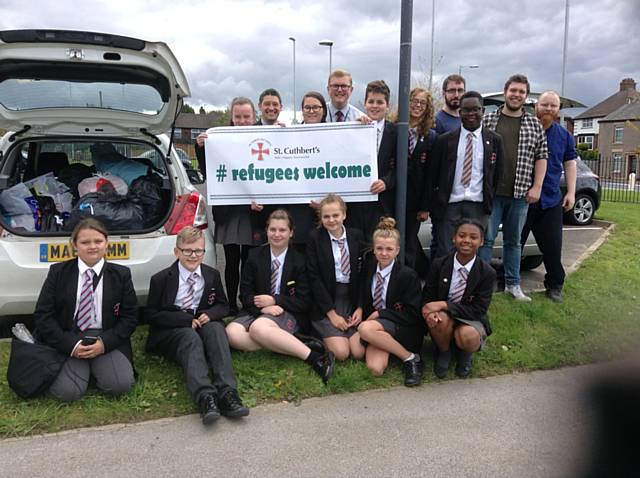 St Cuthbert's pupils and staff organised a collection of clothes, food and household items for refugee families in need
