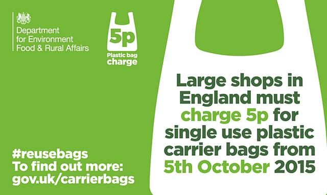 Carrier bag charges introduced from 5 October