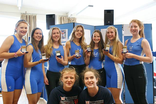Molly, Sophie, Jess, Harriet, Amy, Lucy, Hannah, Sally and Maggie (Cox) - Womens Novice Eight Winners