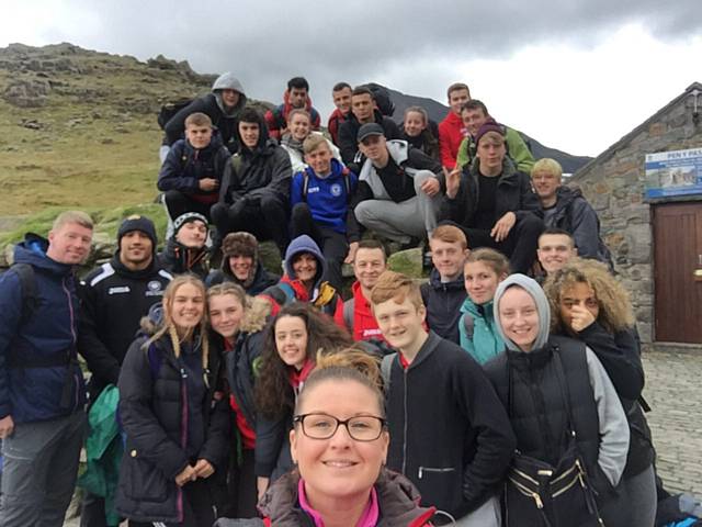 Hopwood Hall college students on The Pyg Trail to the summit of Snowdonia 