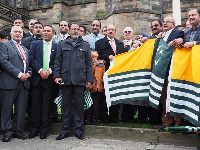 Kashmiri flag raising at Rochdale Town Hall