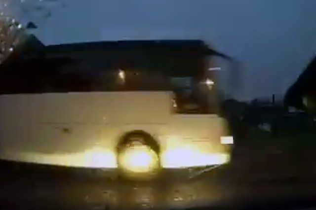 Reckless coach driver caught on film